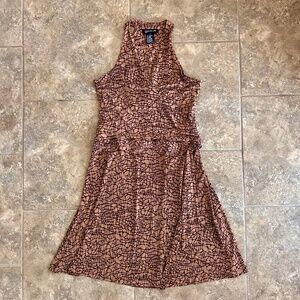 Jones New York Stretch Dress Tank Sleeveless Peach Tan Beige Neutral